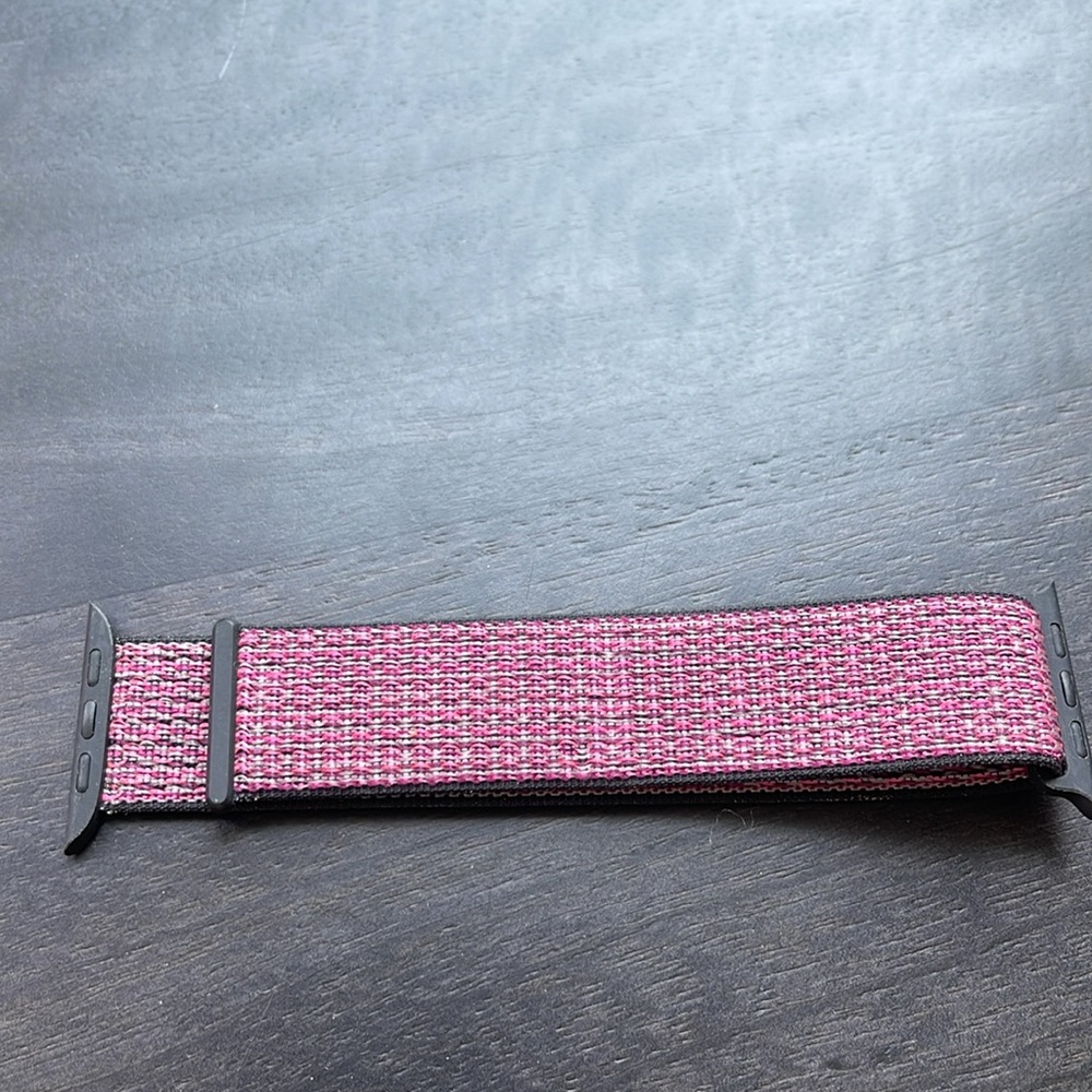 44mm Bright Pink and Black Sport Loop Band - Picture 2 of 3